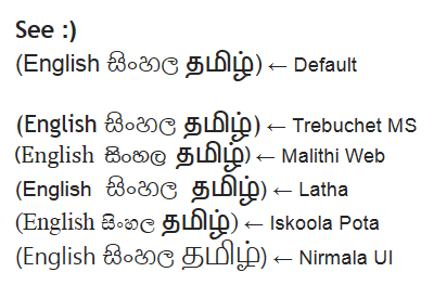 English Sinhala Tamil Unicode Preview