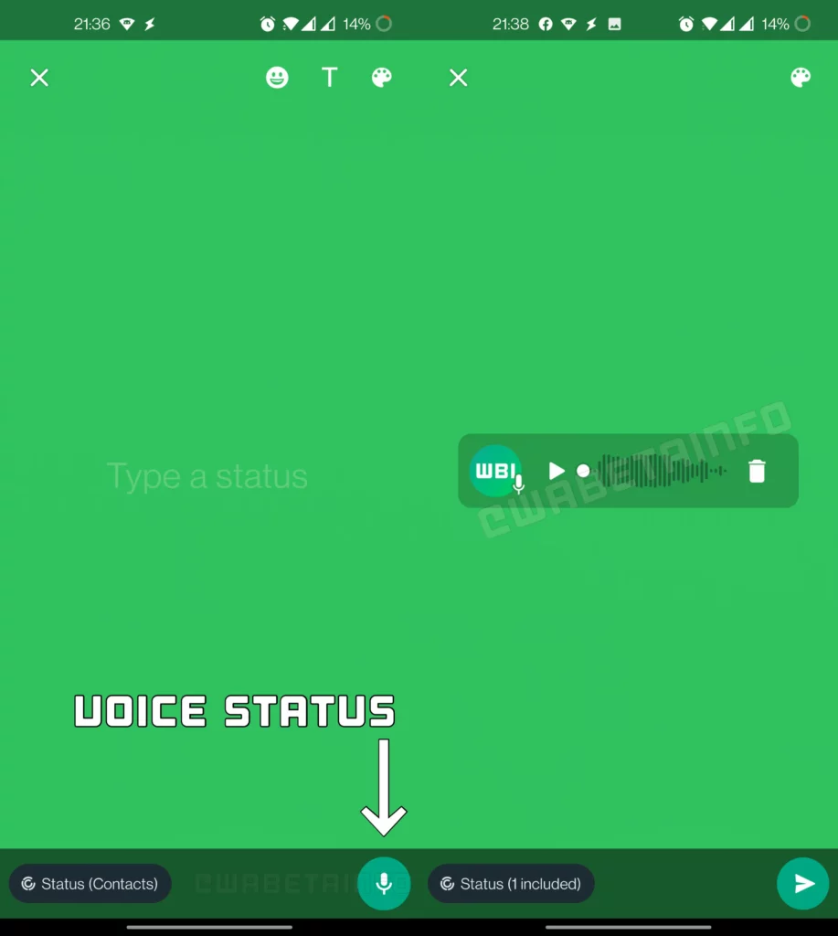 WA Voice Status Updates Composer Android